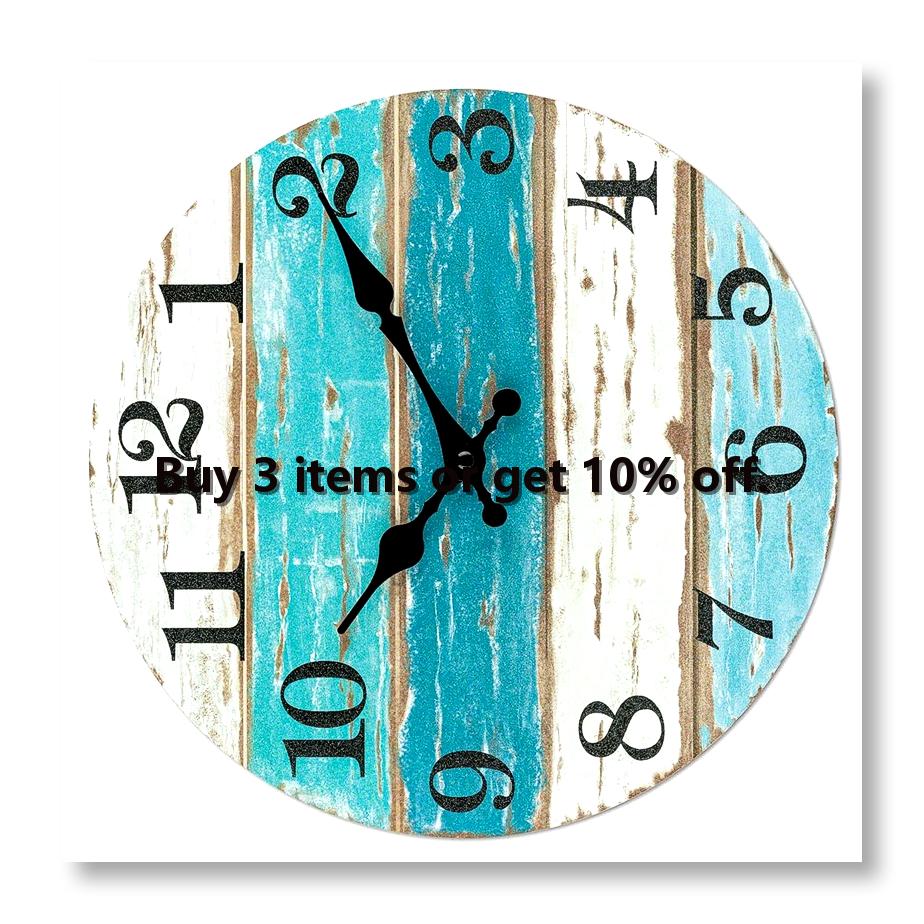Home Office Kitchen - Wall Clock-Beach Themed Blue Wall Clocks