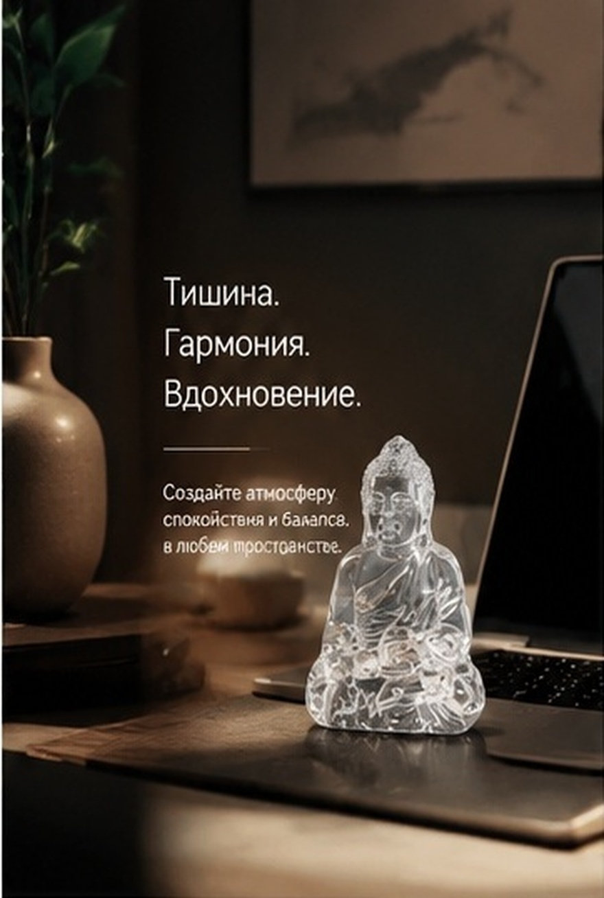 Home Office Minimalist - Minimalist Crystal Buddha Statue Sitting Zen