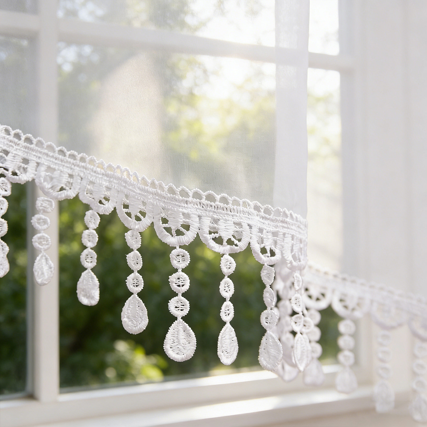 2PCS White Lace Beaded Tassel  - огляд і ціна Home Office Kitchen