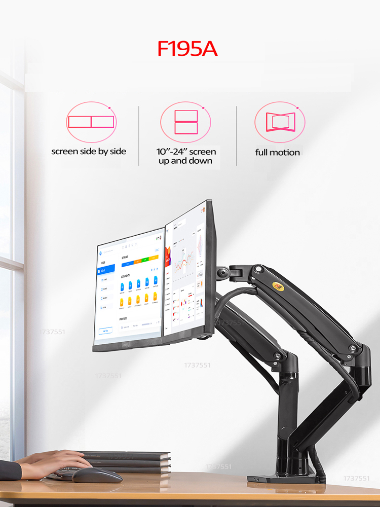 NB F195A Aluminum Gas Spring A - огляд і ціна Monitor Arm Dual