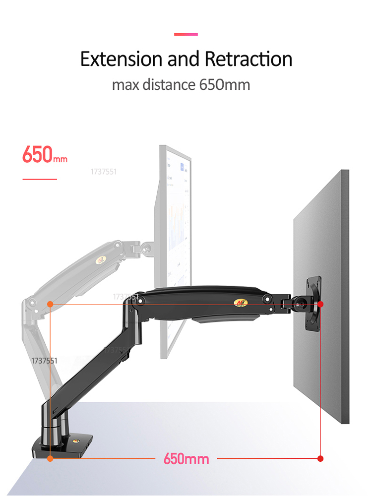 NB F195A Aluminum Gas Spring A - огляд і ціна Monitor Arm Dual