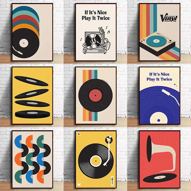 Mid Century Vinyl Record Canva - огляд і ціна Home Office Minimalist