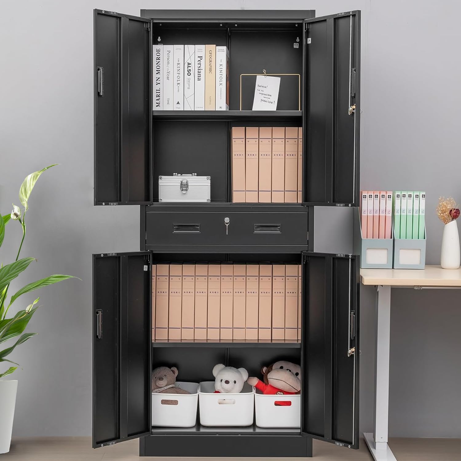 Tall Metal Storage Cabinet Wit - огляд і ціна Home Office Kitchen