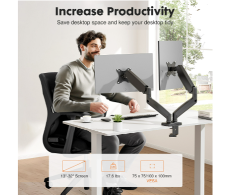 Dual Monitor Stand Arm, Gas Sp - огляд і ціна Monitor Arm Dual