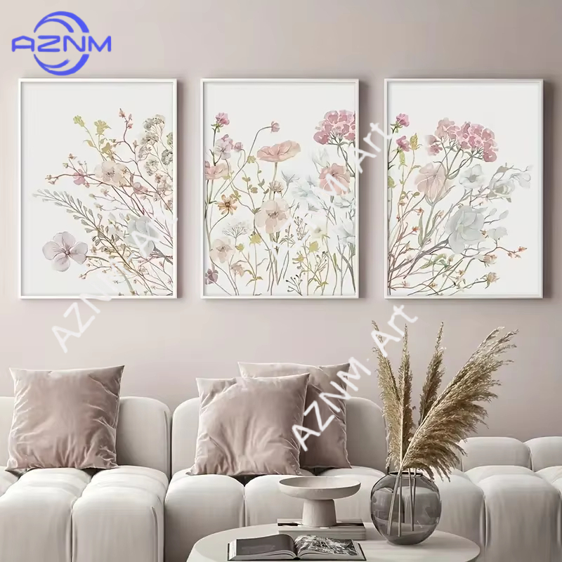 1PC/3PCS Pink Floral Canvas Ar - огляд і ціна Home Office Minimalist